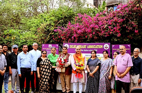 Professor K.P. Singh Re-elected Unanimously as President of the Delhi Library Association; Senior Professor R.K. Bhatt Also Present.