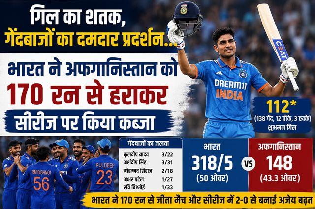 Gill's century, bowlers' impressive performance... India clinches series by defeating Afghanistan by 170 runs