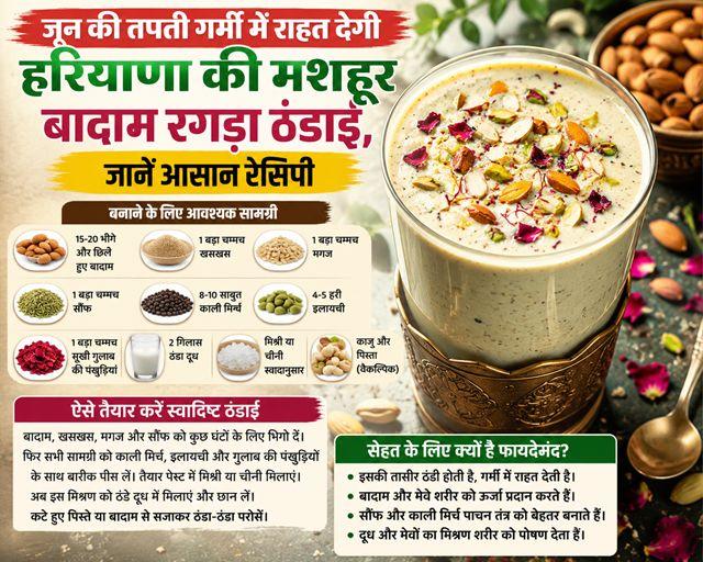 Haryana's famous Badam Ragda Thandai offers relief from the scorching June heat; here is an easy recipe.