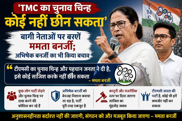 'No one can take away the TMC's election symbol' Mamata Banerjee lashes out at rebel leaders; also defends Abhishek Banerjee.