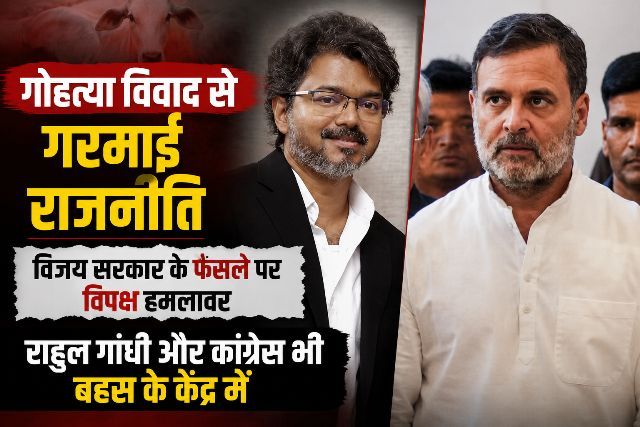 Politics heats up over the cow slaughter controversy Opposition attacks the Vijay government's decision; Rahul Gandhi and the Congress also at the center of the debate.
