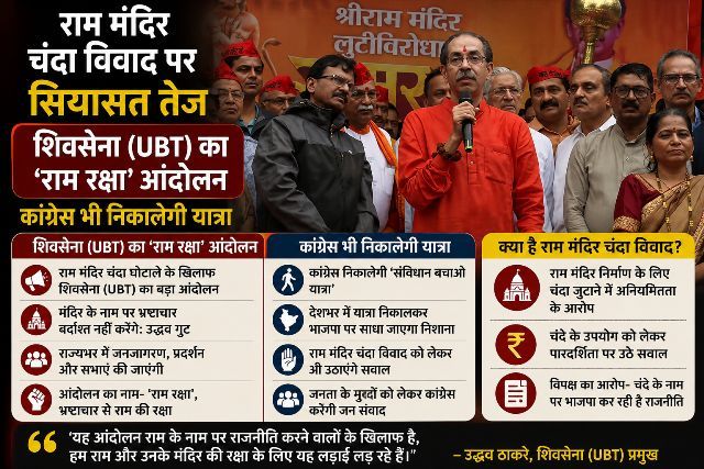 Politics intensifies over Ram Temple donation controversy, Shiv Sena (UBT) launches 'Ram Raksha' movement; Congress to also hold march