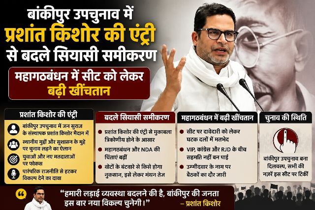 Prashant Kishore's entry into the Bankipur by-election has changed the political equations, increasing tension within the Grand Alliance over the seat.