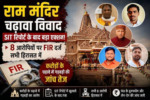 Ram Mandir donation controversy FIR against 8 accused following SIT report, all in custody; probe into irregularities involving crores in donations intensifies.