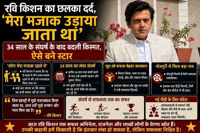 Ravi Kishan opens up about his pain, saying, I used to be mocked; his fortunes changed after a 34-year struggle—here is how he became a star