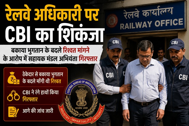 Rohtas CBI clamps down on Railway officer, Assistant Divisional Engineer arrested for demanding bribe in exchange for payment of dues