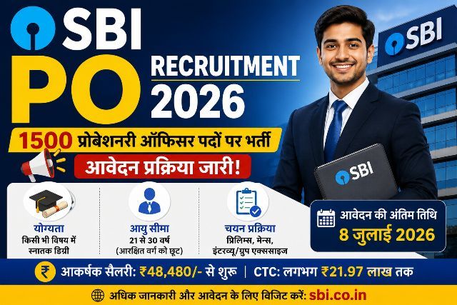 SBI PO Recruitment 2026 Recruitment for 1,500 Probationary Officer posts, application process underway