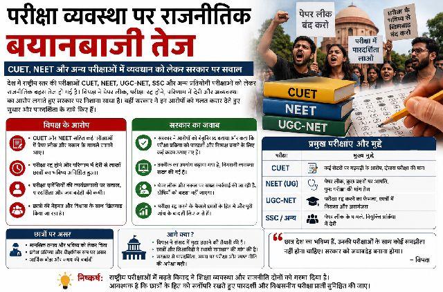 Uproar over National Exams, Including CUET and NEET; Government Faces Questions Regarding Examination System