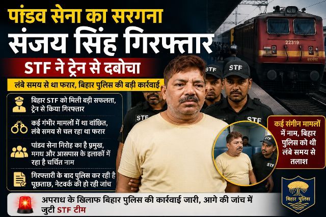 Sanjay Singh, ringleader of the 'Pandav Sena', arrested; STF nabs him on a train—he had been absconding for a long time; a major operation by the Bihar Police.