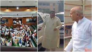 Patna: Huge uproar in Bihar assembly, opposition MLAs threw chairs, scuffled with marshals