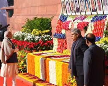 Prime Minister Narendra Modi today paid tribute to those martyred in the 2001 Parliament attack